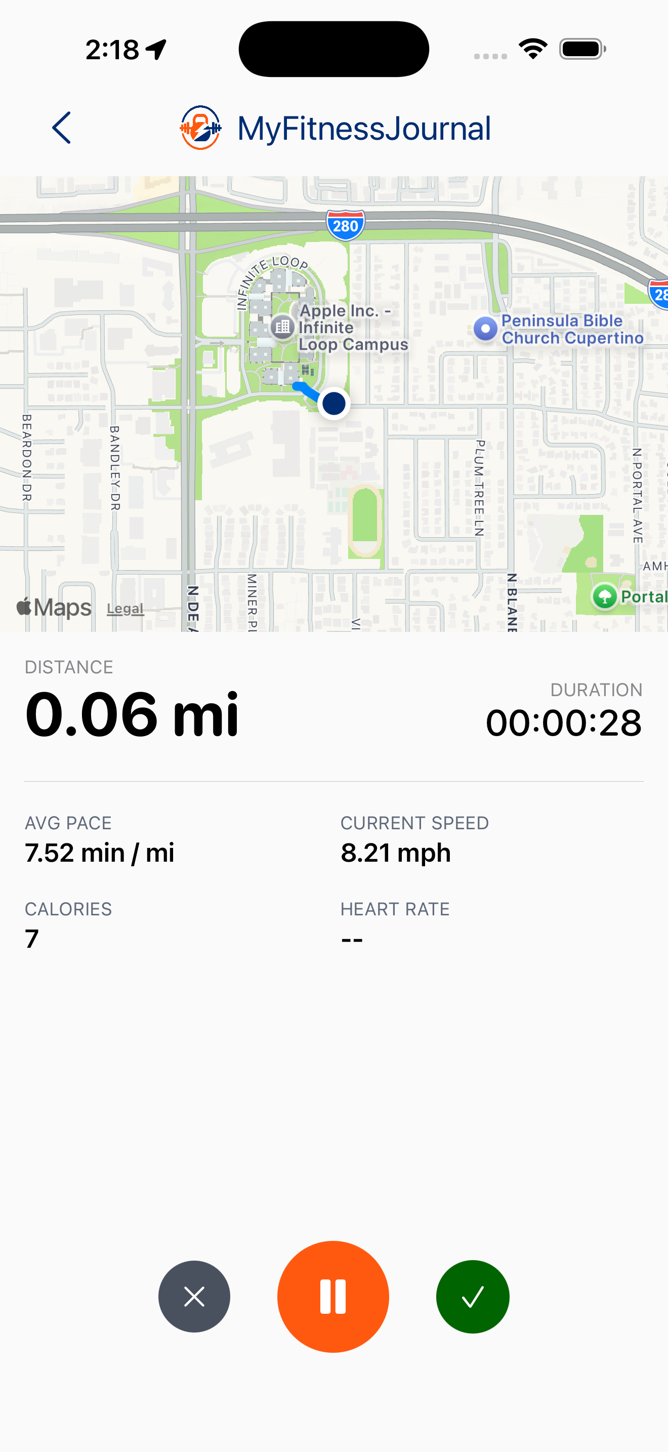 Live run screen